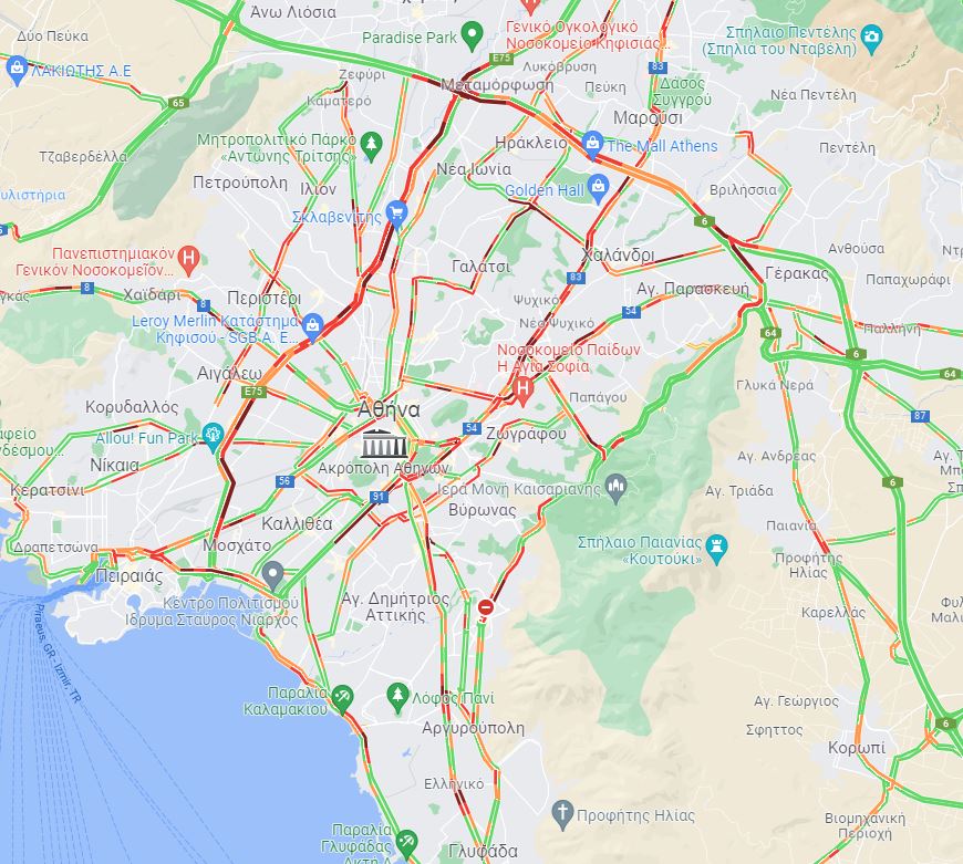 Κυκλοφοριακό χάος στην Αθήνα - Που είναι έντονα τα προβλήματα | kinisi dromoi2