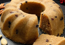 Σιμιγδαλένιος χαλβάς με σταφίδες