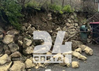 Ηράκλειο: Κατολισθήσεις και κλειστοί δρόμοι από τη σφοδρή βροχόπτωση