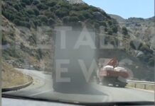 Ηράκλειο: Νταλίκα κάνει παράνομη προσπέραση πάνω σε στροφή – Δείτε βίντεο