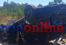 Εύβοια: Αυτοκίνητο βγήκε από τον δρόμο στην Ερέτρια και τούμπαρε – Σοκαριστικές εικόνες