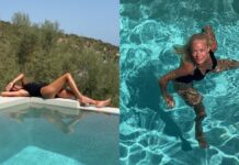 Ζέτα Μακρυπούλια: Ποζάρει με ολόσωμο μαύρο μαγιό στην πισίνα